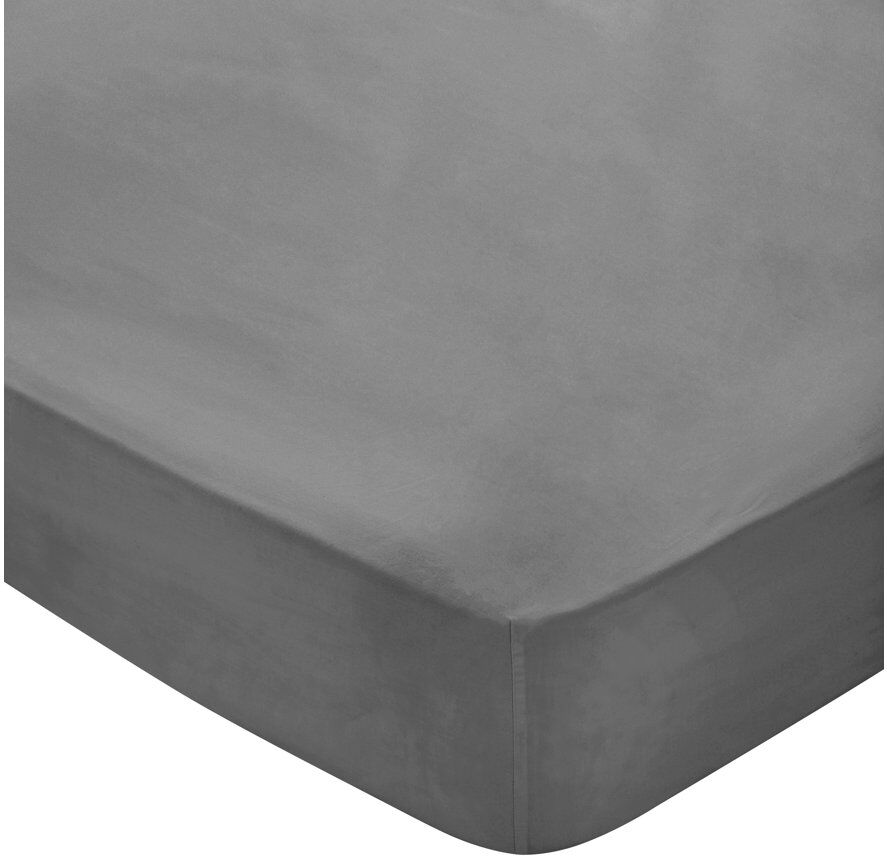 Bedeck of Belfast BOB 300TC EQYPTIAN COTTON 100% Cotton Plain Weave / Muslin Fitted Sheet Grey Super King (6')
