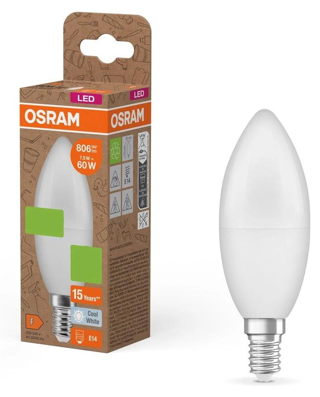 Osram LED Kerstkaars 7,5W E14 Matt Neutralwit 4000K 806lm
