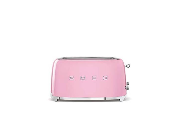 Smeg, 2x4 TSF02PKEU -Toaster, 2 Schlitze für 4 Scheiben, 6 Vergoldungsniveaus, Heizfunktion, Abtau- und Bagel- Funktion, Sammelschublade, 1500W, Pink