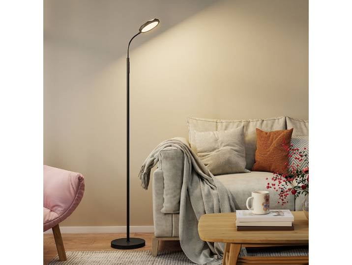 HOMCOM Lampadaire LED Réglable Noir avec Tête Pivotante 360°