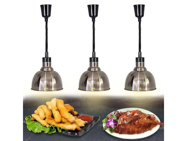 BOVDC Wärmelampe Küche Gastro, 25cm Speisewärmer Lampe für Buffet Hängend Wärmelampen für Speisen Höhenberstellbar, 250W Lebensmittel Wärmelampe Küche für Essen
