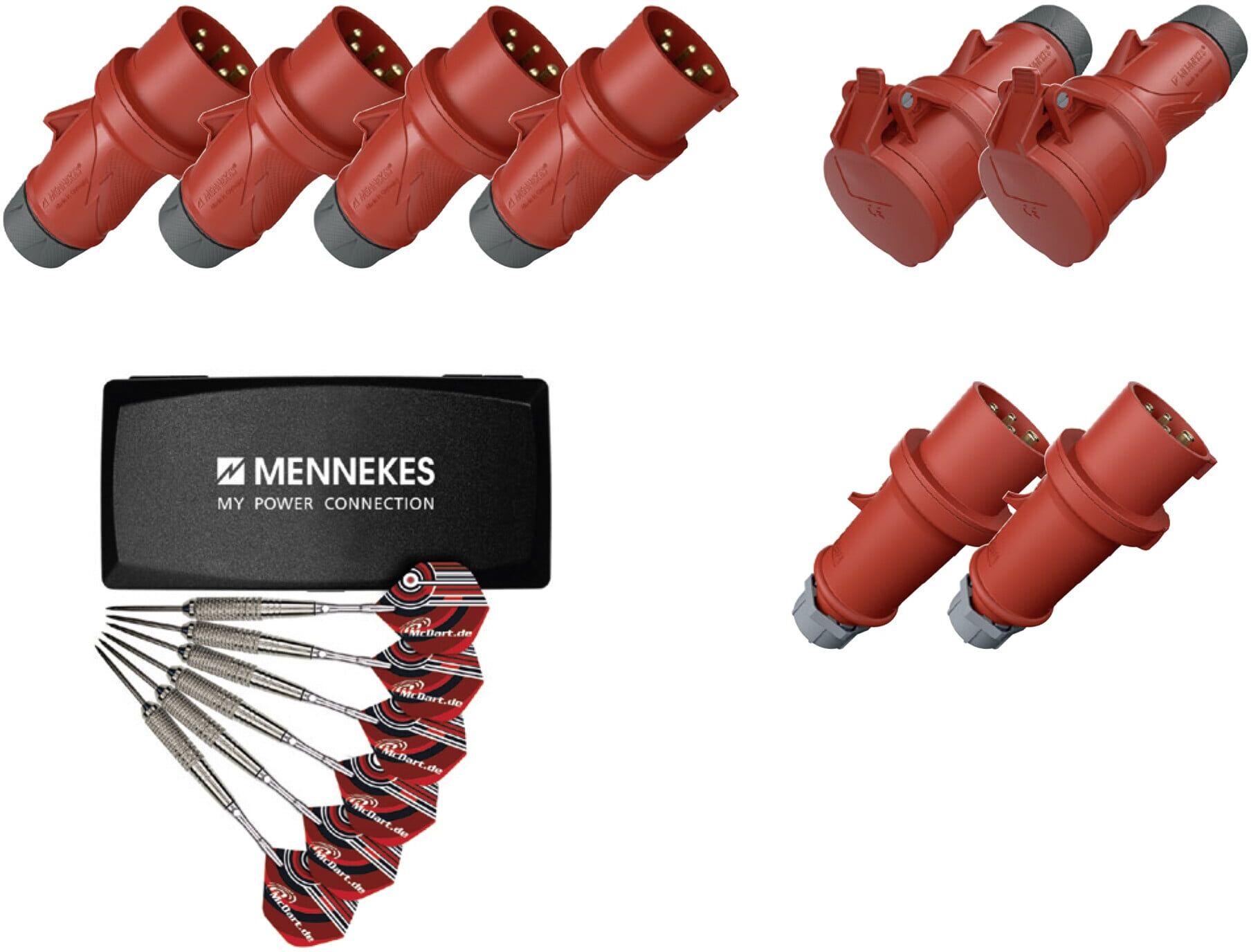 MENNEKES Aktionspaket 12153 16A 5p 400V IP54 Stecker Kupplung Phasenwender inkl. Steeldarts)