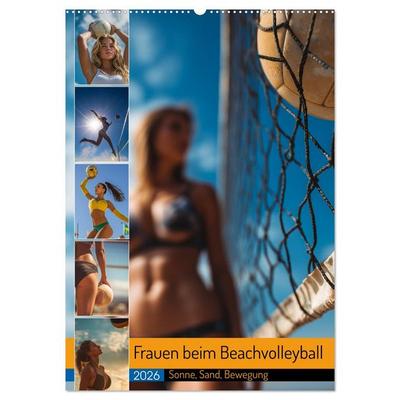 Frauen beim Beachvolleyball - Sonne, Sand, Bewegung (Wandkalender 2026 DIN A2 hoch), CALVENDO Monatskalender