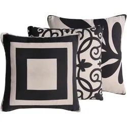 DEKOKISSEN 3er-Set Beige 45/45 cm Merbau