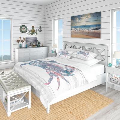 DESIGN ART Designart 'Pink Crab Ocean Life' Nautical Bedding Set