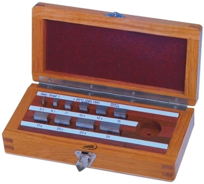 Helios-Preisser Jeu de calibres de mesure pour micromètres, fonte GG 1, avec verre plan, 5 pcs (0633805)