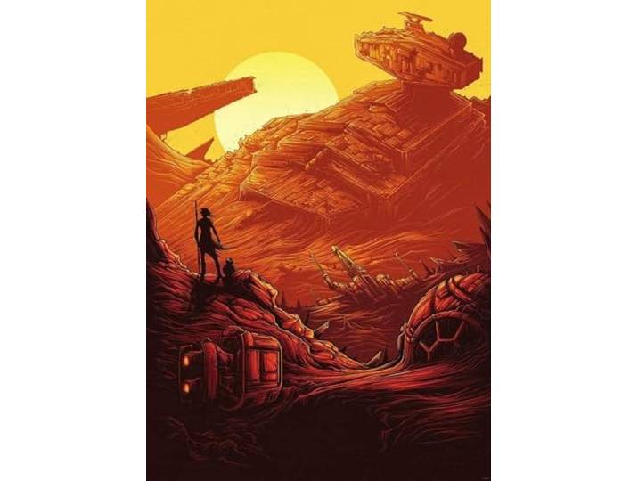 Komar Star Wars Vlies Fototapete - Star Wars Jakku Star Destroyer - Größe: 200 x 280 cm (Breite x Höhe) - Rey, Sternenzerstörer, Kinderzimmer, Tapete - IADX4-027