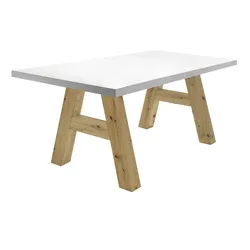 ESSZIMMERTISCH Elia 2 140 x 90 x 75 Esstisch Asteiche/Weiß Matt Lack