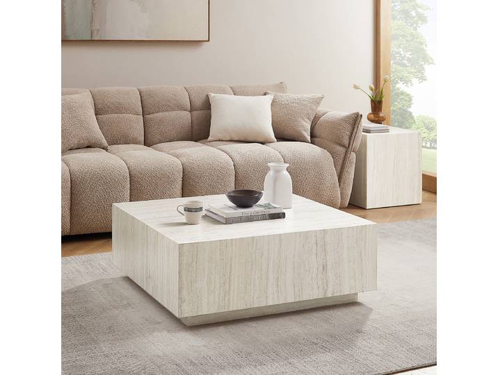 Table basse carrée Erkobi 90 x 35 x 90cm Beige