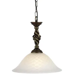 Hängeleuchte Pendellampe Deckenlampe 1 Flammig Eisen Glas Schwarzes-Gold D 34 cm