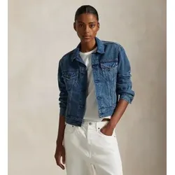Polo Ralph Lauren für Damen. 211969408001 Trucker-Jacke aus blauem Denim (M), Lässig, Baumwolle