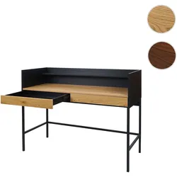 Schreibtisch HWC-J79, Bürotisch Computertisch Arbeitstisch, Schublade 120x50cm Holz Metall ~ Eiche-Optik