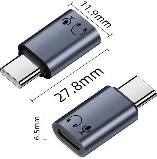 INF Adaptateur Lightning Femelle vers USB-C Mâle en Aluminium - Écouteurs HiFi Gris