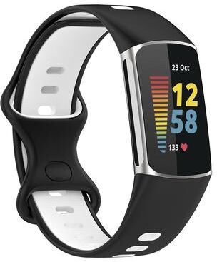 United Fitbit Charge Band Two Color Silicone Replacement Watch Strap Sport Wristband black White
