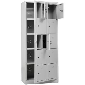G-Office Schließfachschrank SHC/M.10, lichtgrau, 10 Fächer, 80 x 190cm Zylinderschloss & Zentraltür