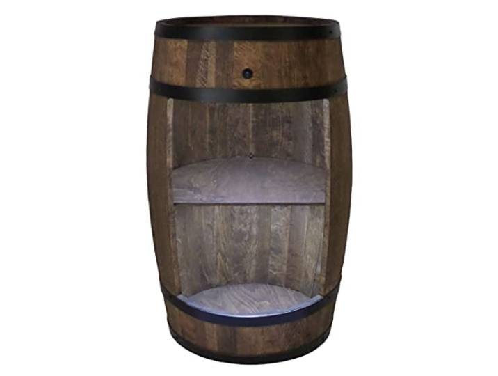 CREATIVE COOPER Holzfass Hausbar mit LED-Leuchten - Weinschrank im Retro Stil - Weinfass Bar - Weinregal - Holzbar 80cm - Elegante Möbel Wohnzimmer Deko - Fassbar Stehtisch und Flaschenständer (Wenge)