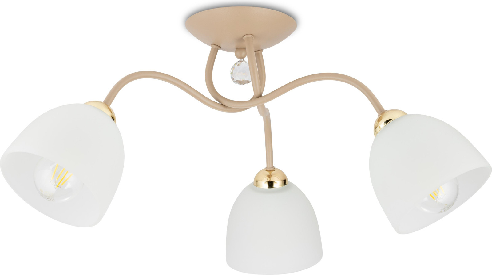 Howhomely Tina Plafondlamp - Beige met gouden accenten - 3 lichtpunten - 58 cm