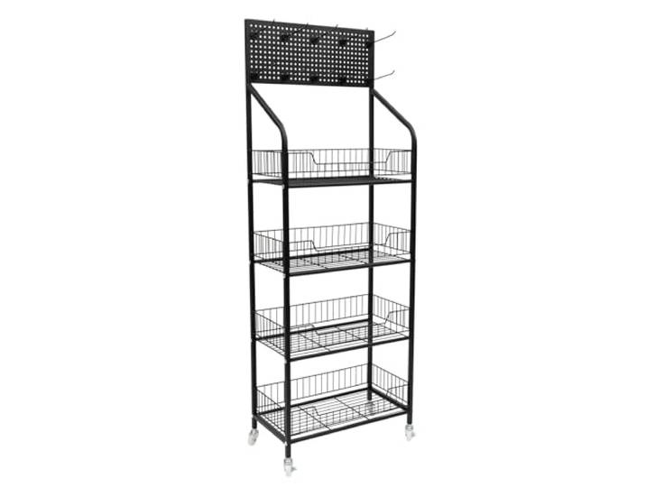 Snack-Organizer, Snack-Regal mit 4 Ablagen, 10, 6 Zoll breite Kartoffelchips(Black)