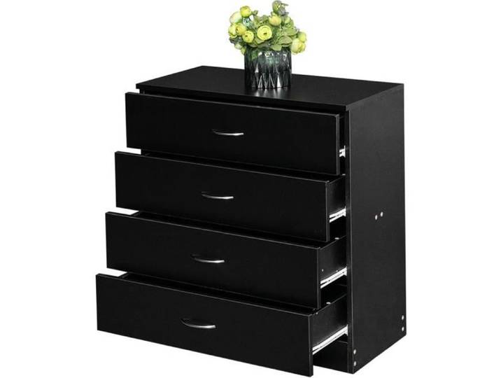 Commode de chambre avec 4 tiroirs-Buffet Commode Meuble de rangement-66 x 33 x 73cm-Noir
