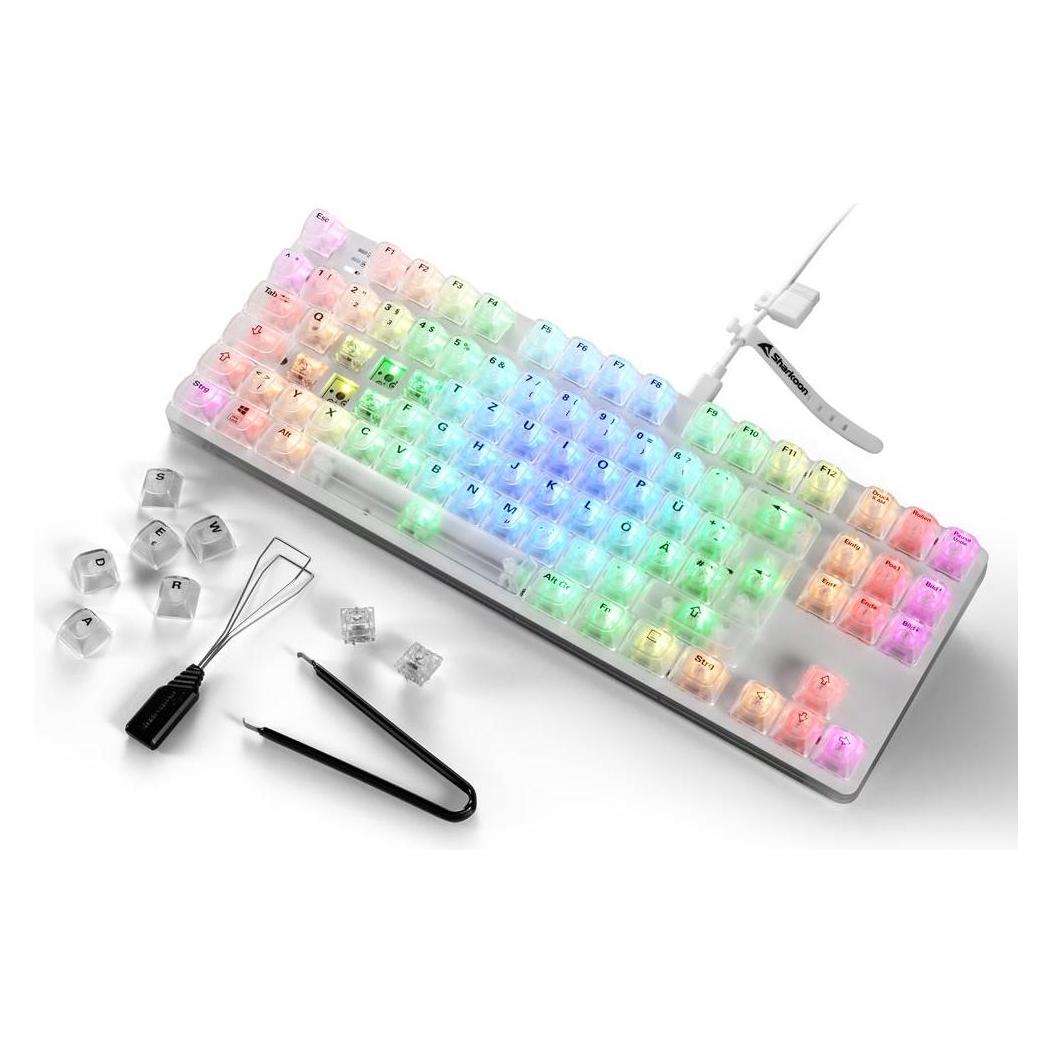Sharkoon SKILLER SGK70W DE White (DE, Kabelgebunden, Kabellos) (4044951040131)