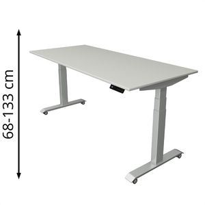 Kerkmann Schreibtisch Move mobile, lichtgrau / silber, elektrisch höhenverstellbar, 180 x 68-133 x 80 cm
