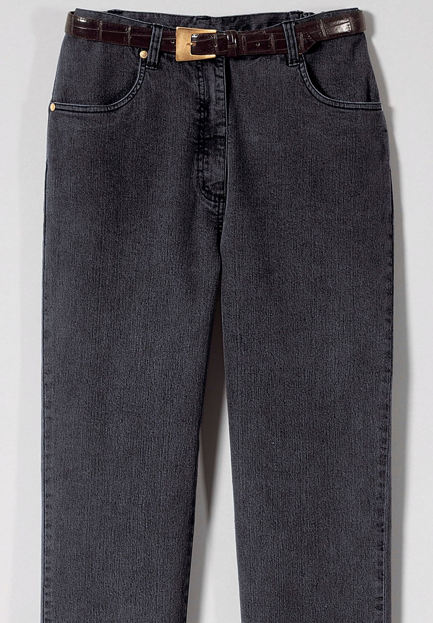 Bequeme Jeans WITT "Jeans Jeans mit abgerundeten Taschen", Damen, Gr. 22, K-Gr, schwarz, denim, Denim/Jeans, , Basic, gerade, Jeans Bequeme Jeans