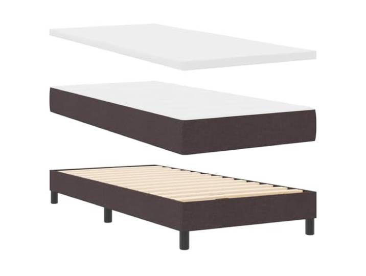 KTHLBRH Boxspringbett 90 x 190 cm dunkelbraun mit Kopfteil Gestell aus Massivholz, Matratze mit mittlerer Härte, verstellbares Kopfteil, 140 kg