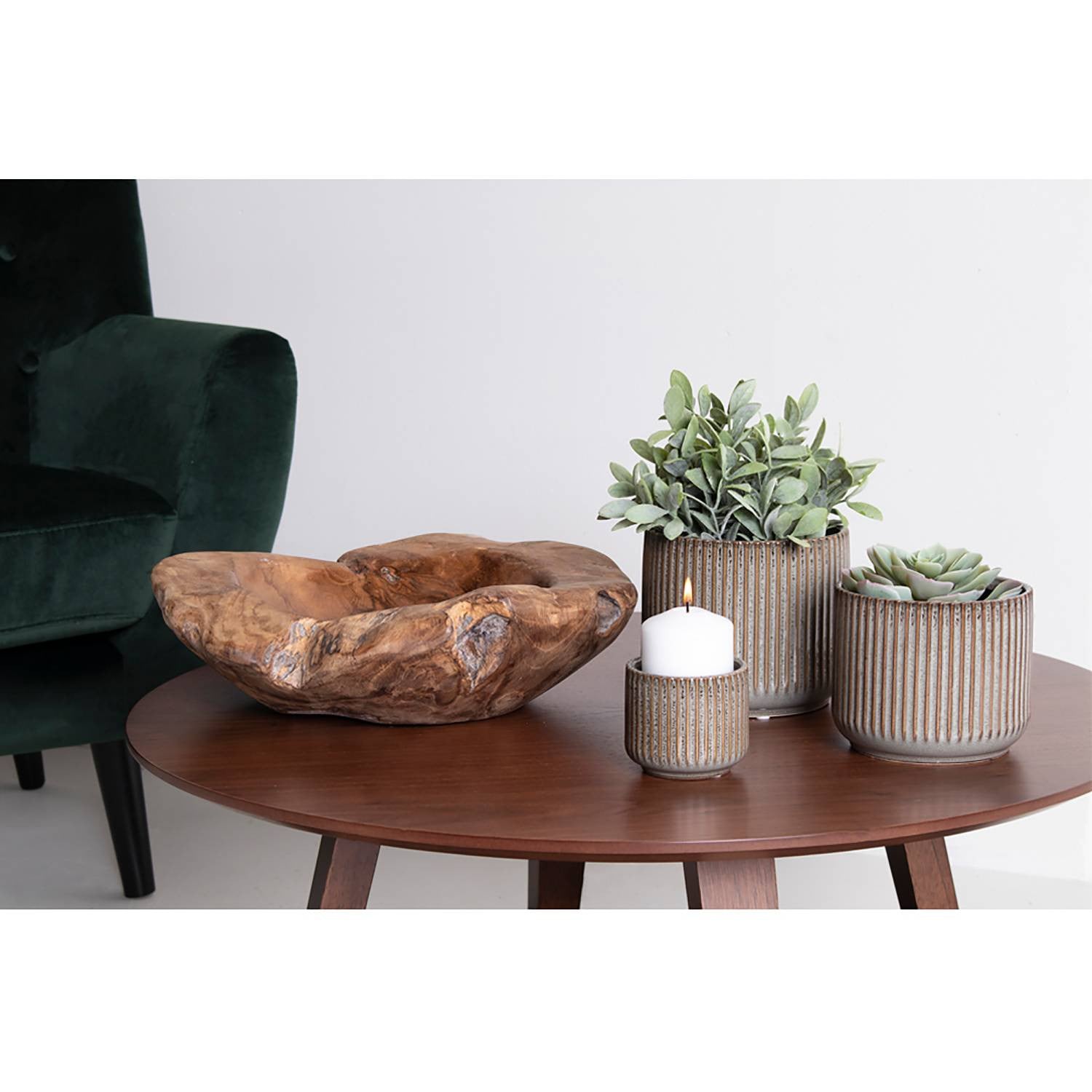 home24 Ronde houten schaal bruin Ø 40 cm