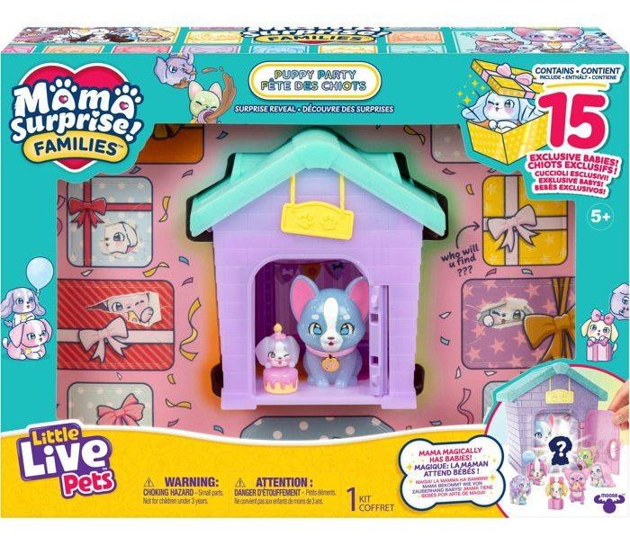 Little Live Pets Mama Surprise Familie Welpen Set met 1 moederhond en 15 puppy's en accessoires