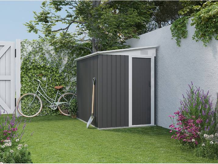 Anlehn-Gartenhaus Metall - verzinkter Stahl - Anthrazit - 3,15 m² - DAXTON