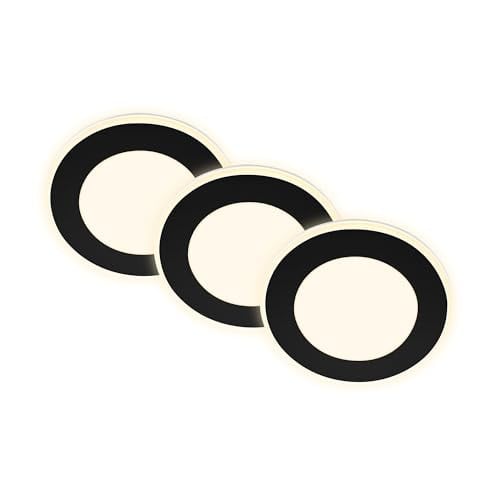Briloner Set van 3 LED inbouwspots met nachtlichtfunctie, zwart, Ø93 x 30 mm