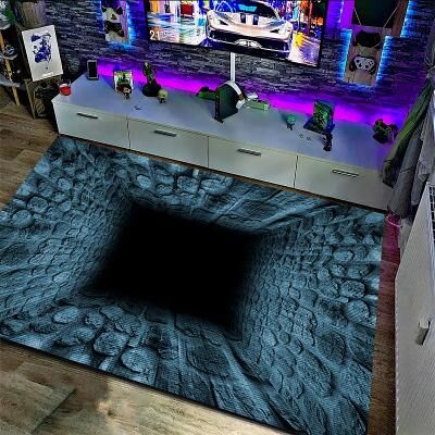 LightInthebox 3D Optical Illusion Rug Visual Trap Floor Mat Non Slip Vortex Bottomless Hole Design for Doorway Entryway Bathroom Stairs Indoor Outdoor Diatomaceous Earth Quick Dry Absorbent 20 x 31 inch