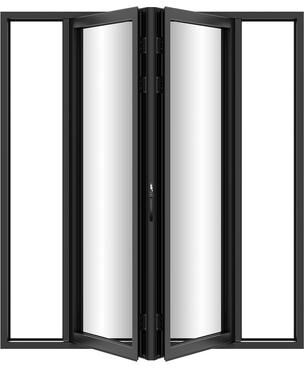 KaMic Elite-Fold Pro 72 in. x 80 in. 2-Panel Aluminum Folding Door in Black, Bi-Directional Folding, Hidden Hinges & Rollers