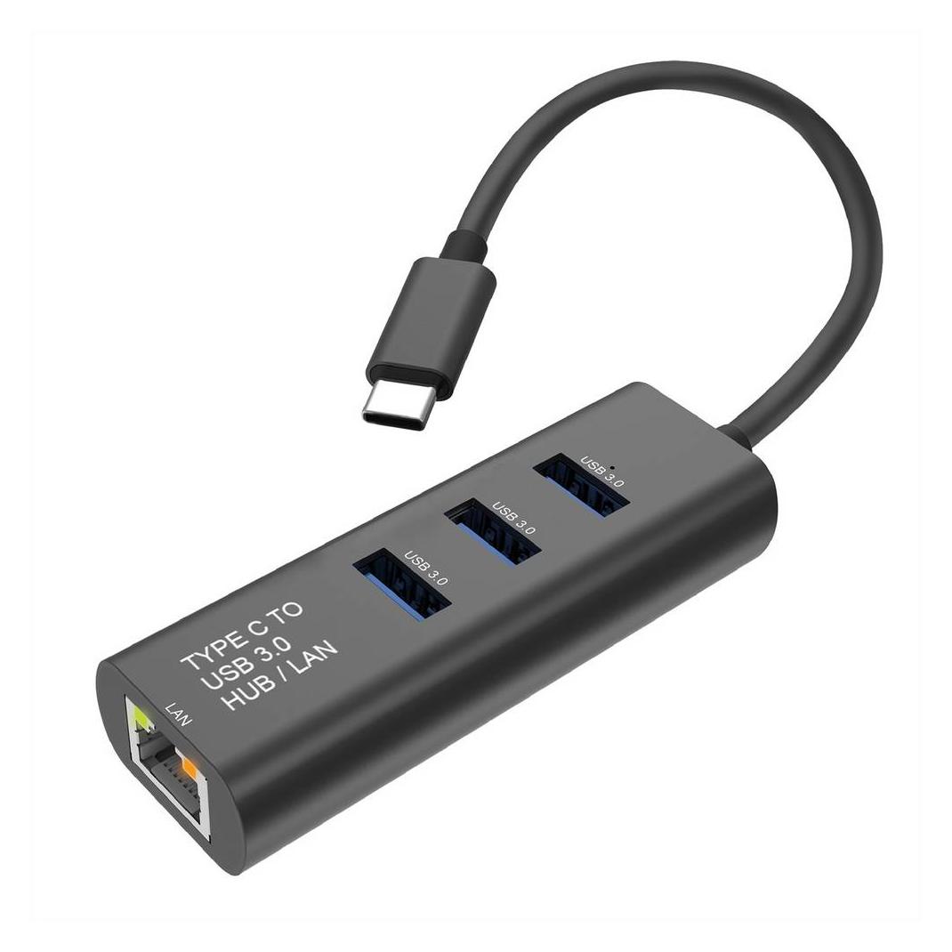 Secomp STANDARD USB Typ C zu Gigabit Ethernet Konverter + Hub 3x (USB, RJ45 (1x)) (S1431)