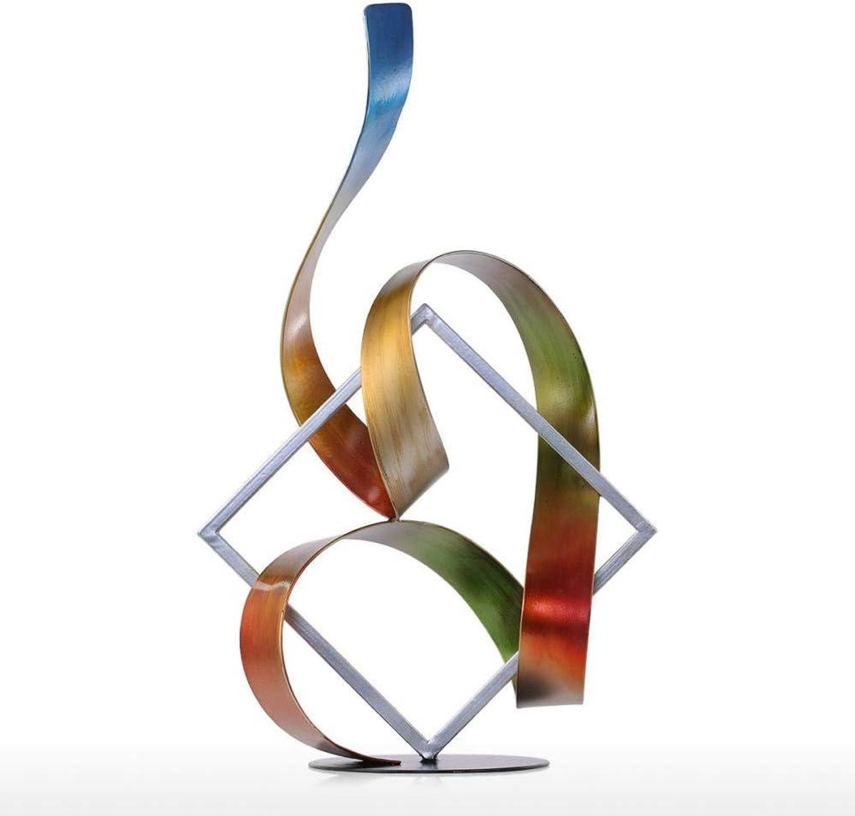 Moderne Abstracte Beeldhouwwerk Decoratie - Zwart Metalen Statue - Hoogte: 50,8 cm