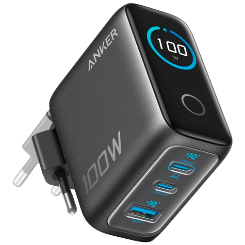 Anker Dual USB-C + USB-A Schnellladegerät 100W Schwarz + Kabel
