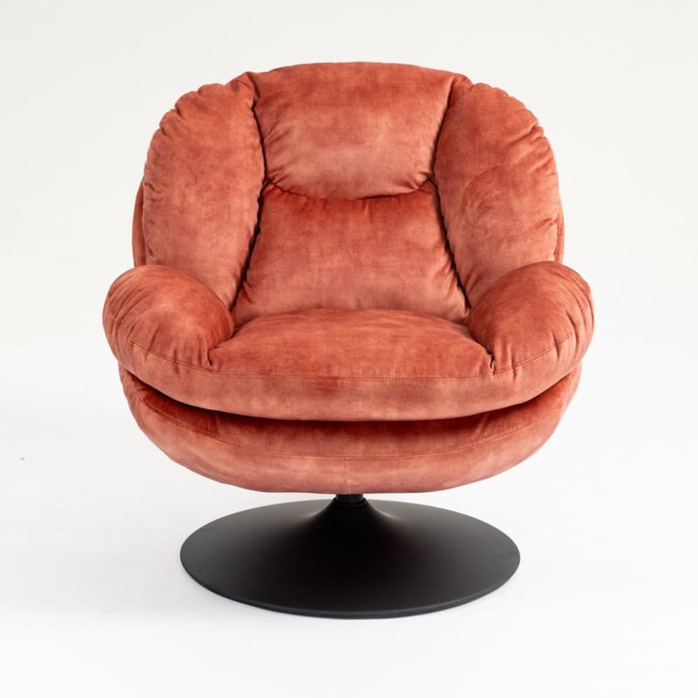 Zago Fauteuil pivotant en velours rose Rose 81x84x84cm