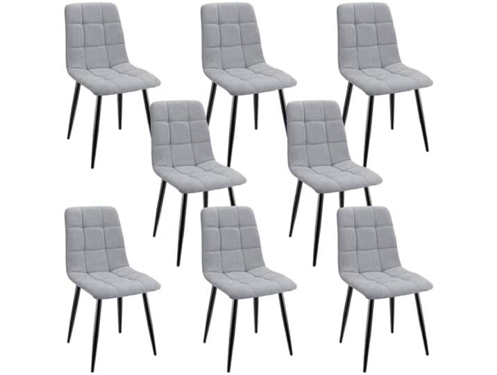 ANVOFONG Leinenstoff Esszimmerstühle 8er Set,Grau Karomuster,Esszimmerstuhl mit verstärkten Stuhlbeinen,Küchenstuhl Polsterstühle,Stuhl für Esszimmer,Küche & Wohnzimmer