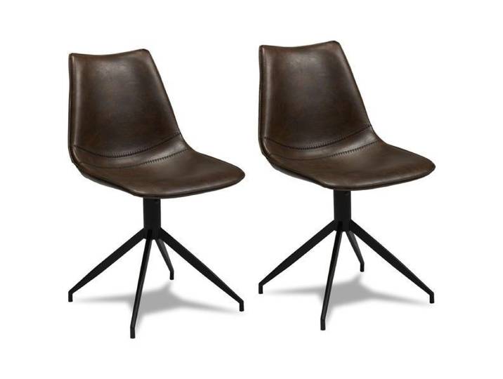 2er Set Esszimmerstühle Isabel - Drehbar, Kunstleder Dunkelbraun