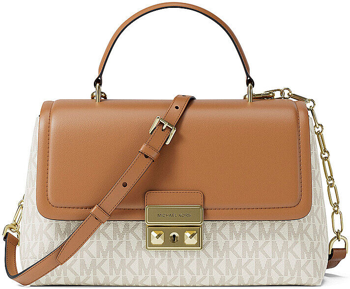 MICHAEL KORS Tasche - Henkeltasche TRIBECA MEDIUM SIGNATURE LOGO beige EG