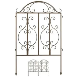 relaxdays 3-tlg. Gartenzaun Bronze braun