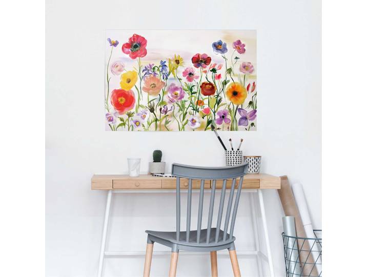 Affiche Champ de fleurs Papier Beige 61 x 92 x 0cm