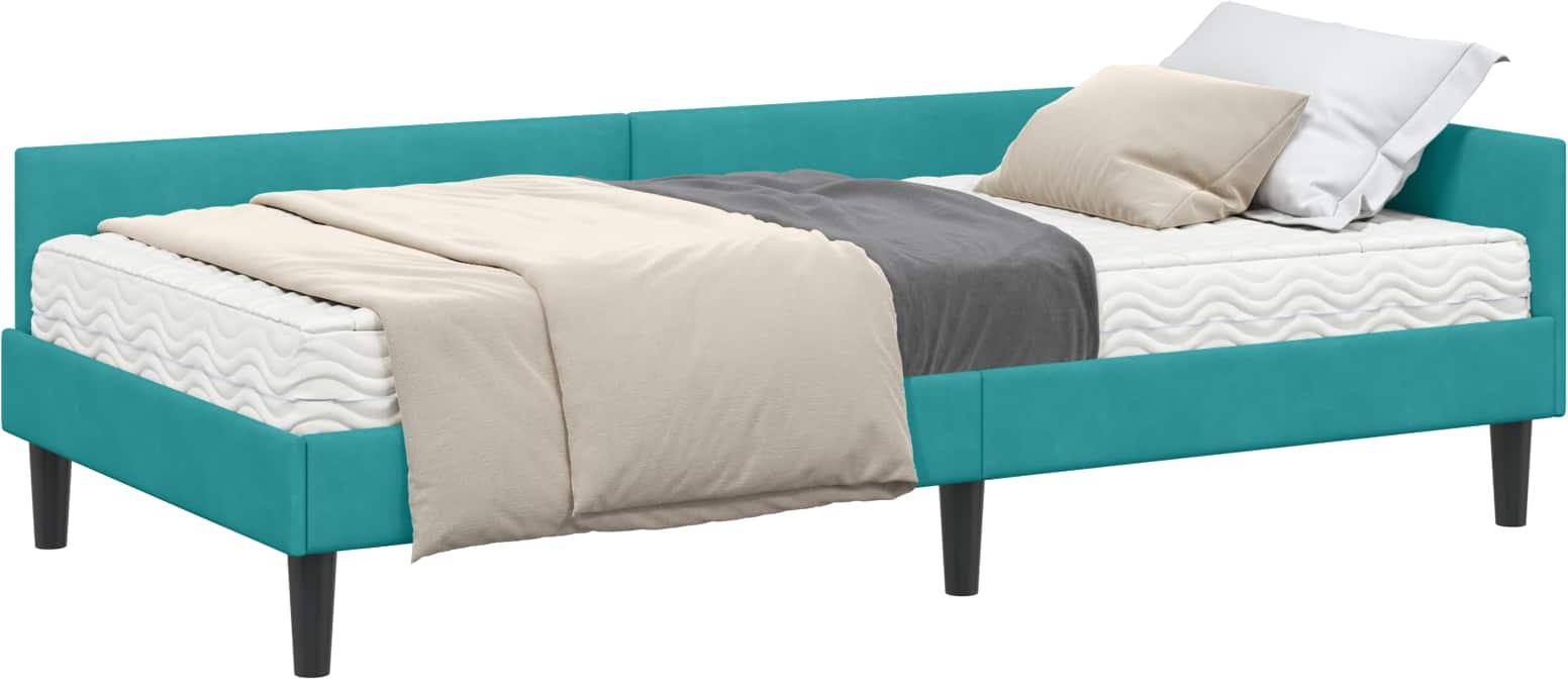 Eckbettgestell mit Matratze 2 stk. Türkis 100 x 200 cm Samt