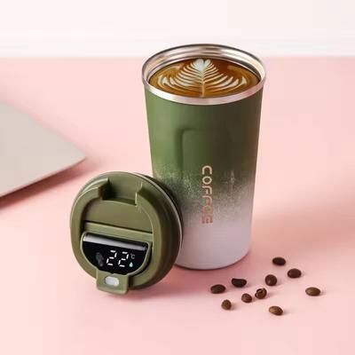 Uplift Essentials Intelligent Digital Temperature Display Travel Coffee Mug With Vacuum Insulation gradient Green
