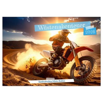 Wüstenabenteuer - Spektakuläre Moto-Rallys (Tischkalender 2026 DIN A5 quer), CALVENDO Monatskalender