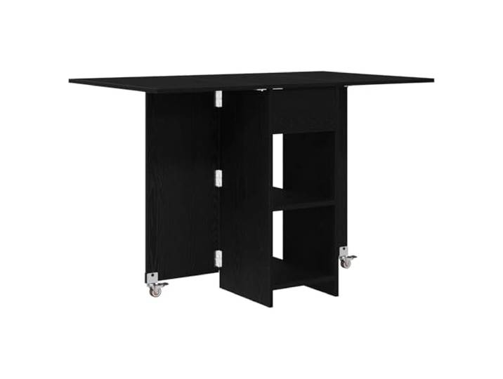 HAQWRDQSG Esstisch Klapptisch Holzwerkstoff Schwarze Eiche 115x70x75cm Praktischer Küchentisch mit klappbarer Tischplatte, Schublade und Regalen für mehr Stauraum im Esszimmer.