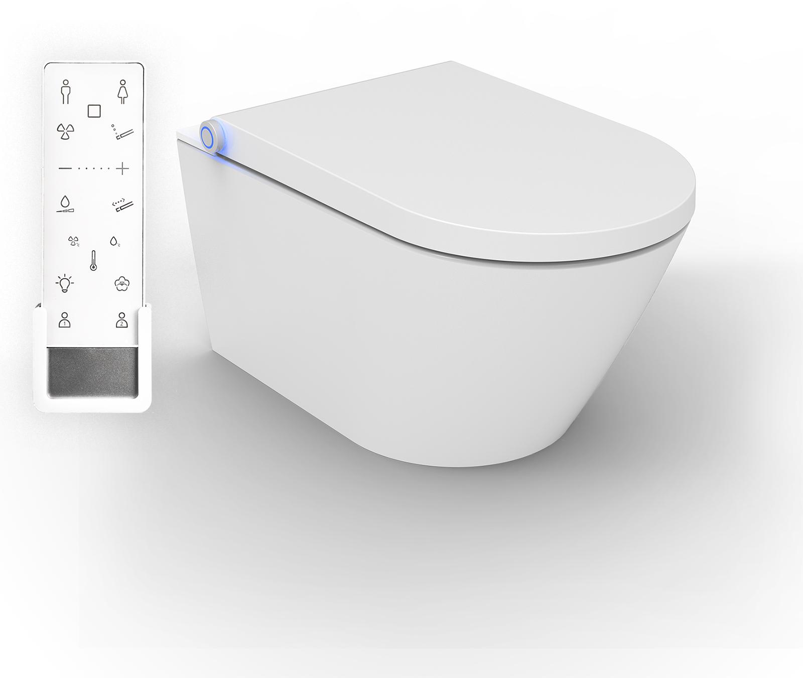 BERNSTEIN DUSCH-WC PRO+ 1102 in Weiß - Spülrandloses Dusch-WC rund - Komplettanlage