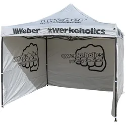 Weber #Werkeholics Easy-Up Zelt 3 x 3 m inkl. 3 Seitenwände grau