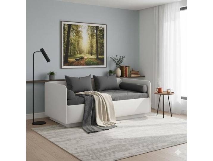 Schlafsofa Eriko Kunstleder mit Bettkasten 72x230x99cm Weiß Relaxfunktion klassischer Stil