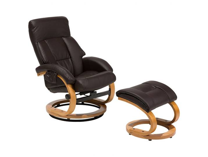 MASSAGESESSEL mit Fußhocker Kunstleder Braun Force